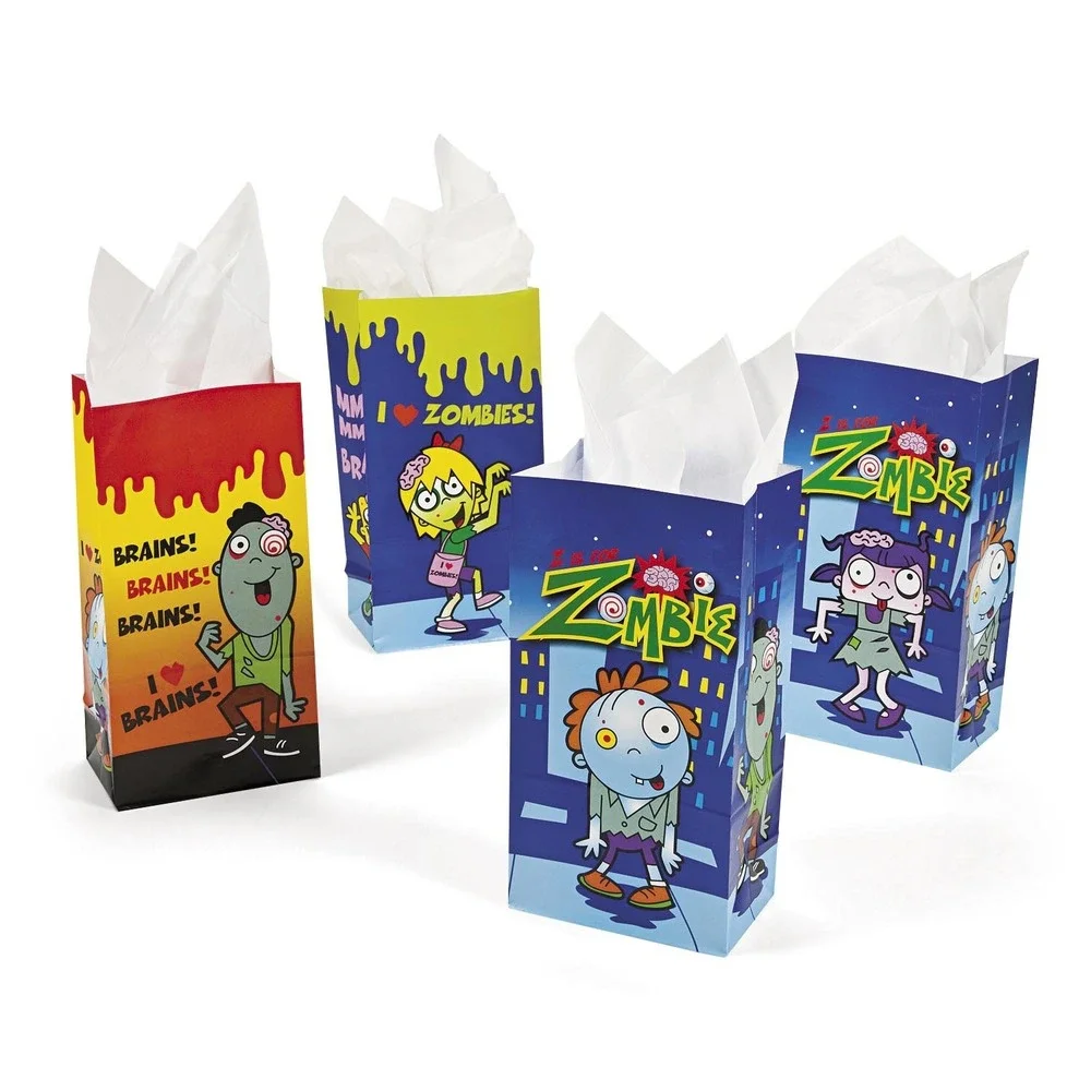 24 Zombie Party Favor Gift Bags Halloween Birthday Treat Bags Slime Brains